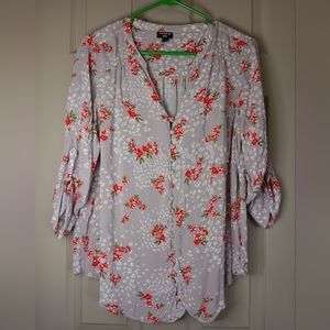 Torrid Women's Gray Floral Harper Blouse - Size 0